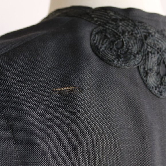 Vintage Antique 1800s Womens Victorian Jacket, Large Size Black Silk Edwardian - Picture 8 of 10